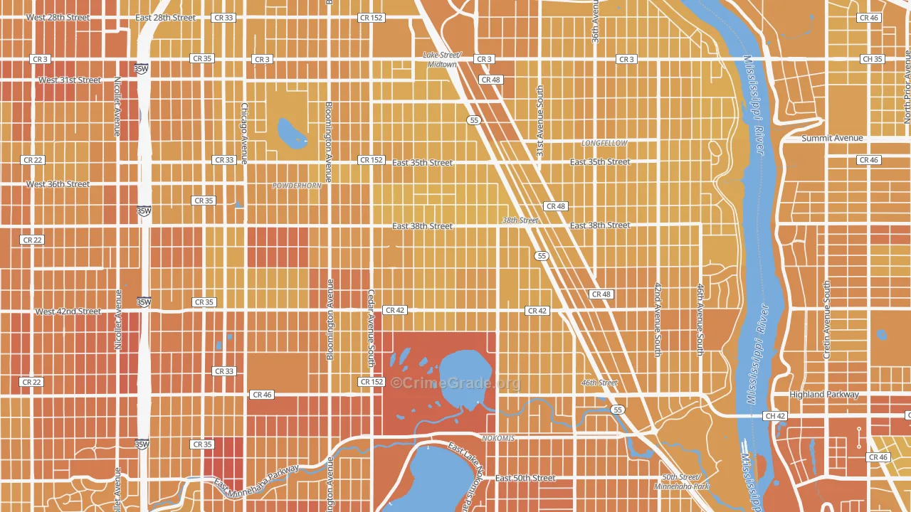 Standish, Minneapolis, MN Map of Vehicle Theft Rates