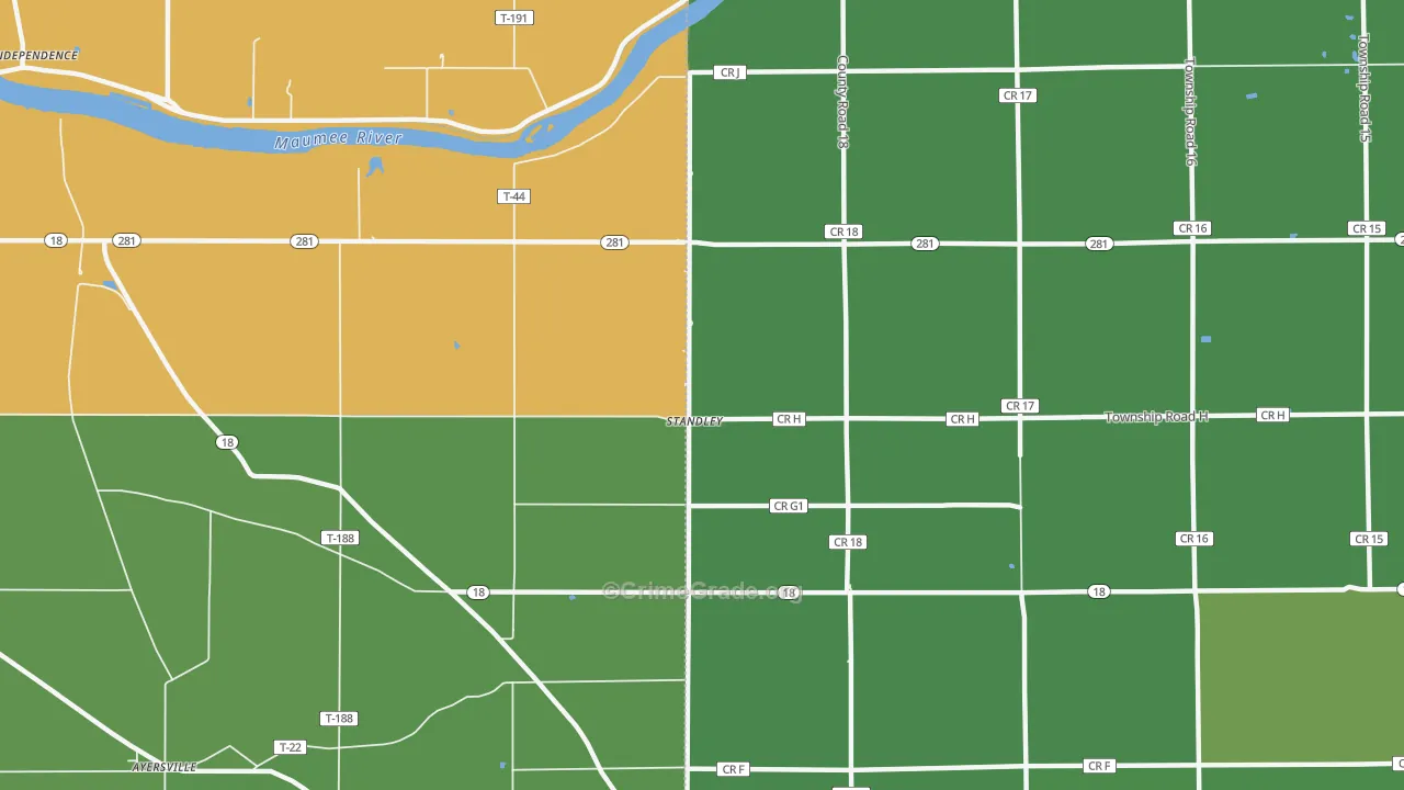 Standley, OH Map of Vehicle Theft Rates
