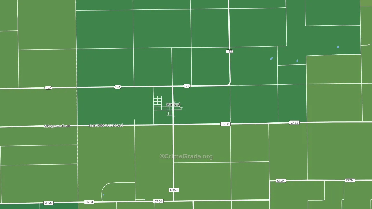 Stanford, IL Map of Vehicle Theft Rates