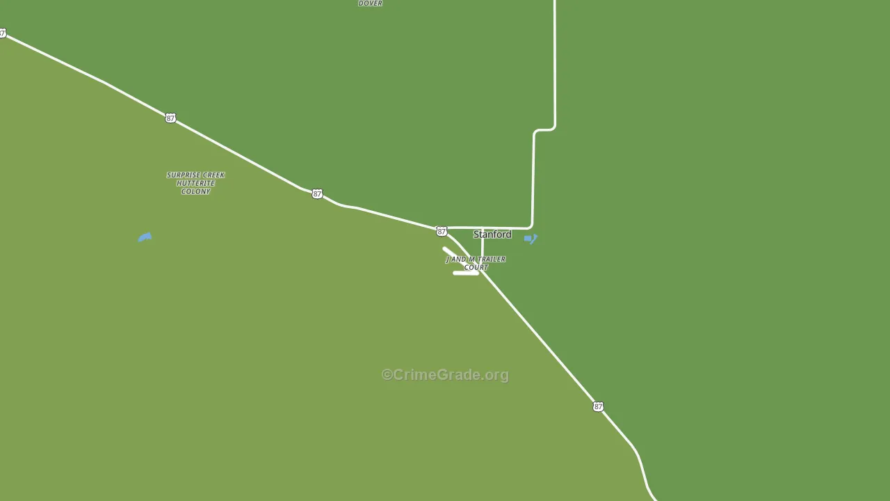 Stanford, MT Map of Vehicle Theft Rates