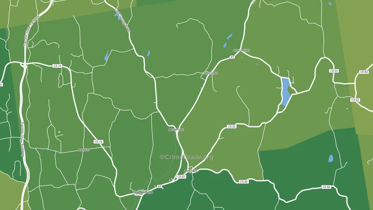 Stanfordville, NY Map of Vehicle Theft Rates