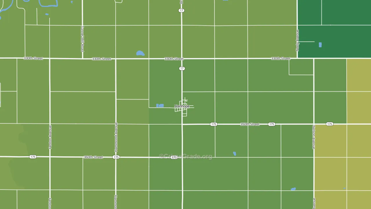 Stanhope, IA Map of Vehicle Theft Rates