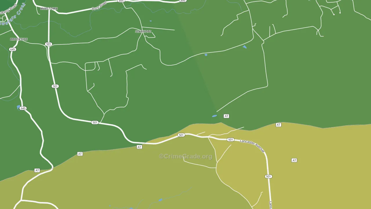 Stanhope, PA Map of Vehicle Theft Rates
