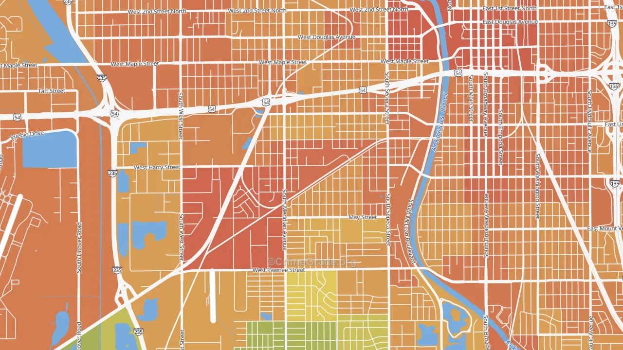Stanley-Aley, Wichita, KS Map of Vehicle Theft Rates