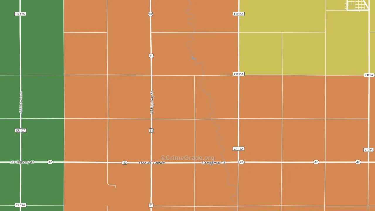 Stanley Corner, SD Map of Vehicle Theft Rates