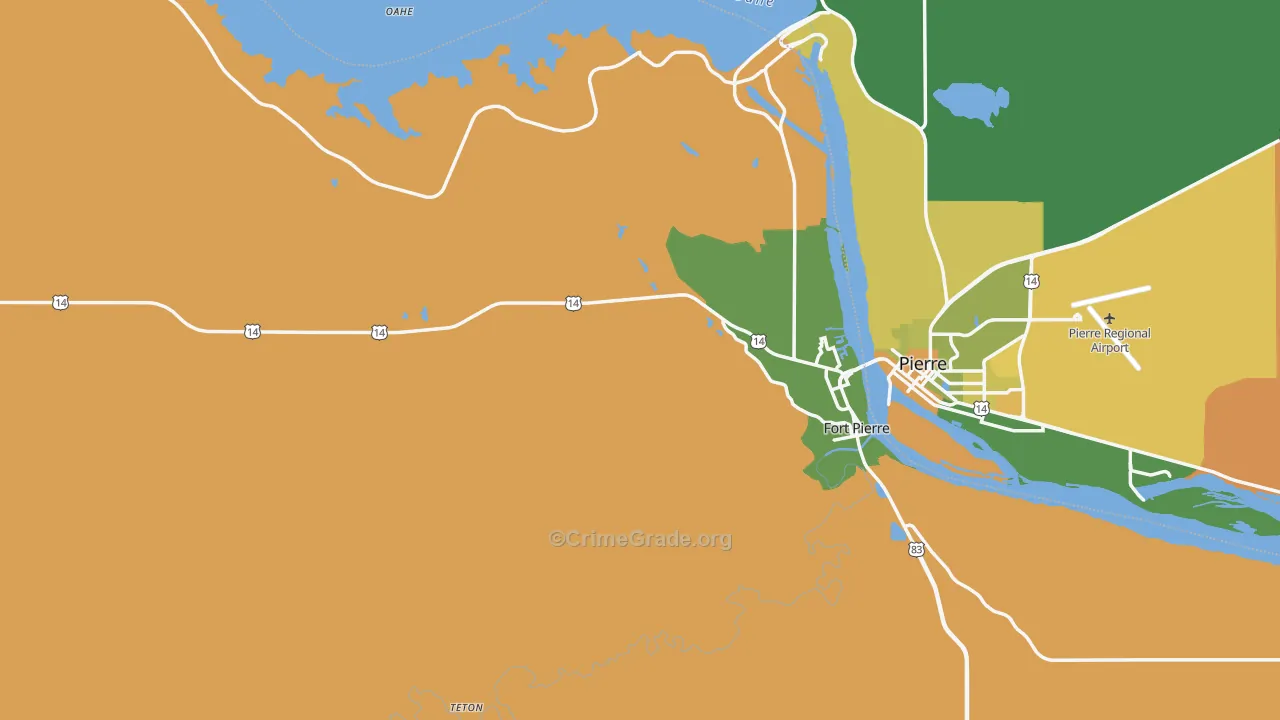 Stanley County, SD Map of Vehicle Theft Rates