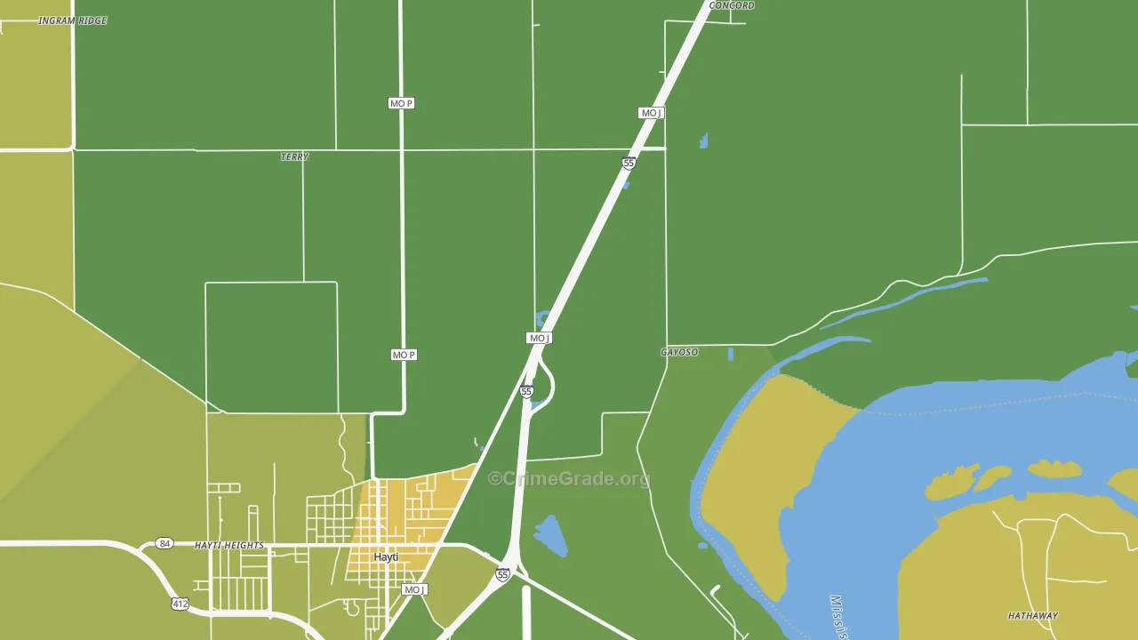 Stanley, MO Map of Vehicle Theft Rates