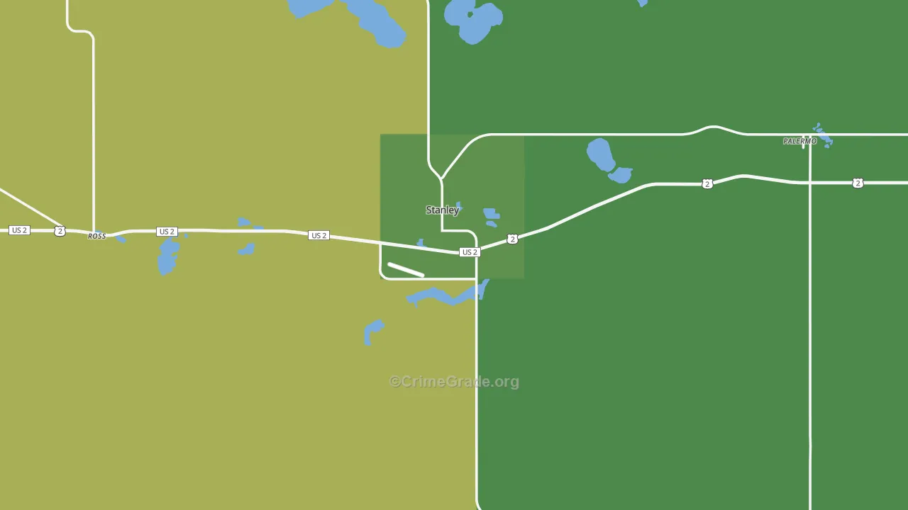Stanley, ND Map of Vehicle Theft Rates