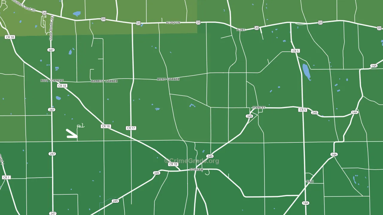 Stanley, NY Map of Vehicle Theft Rates