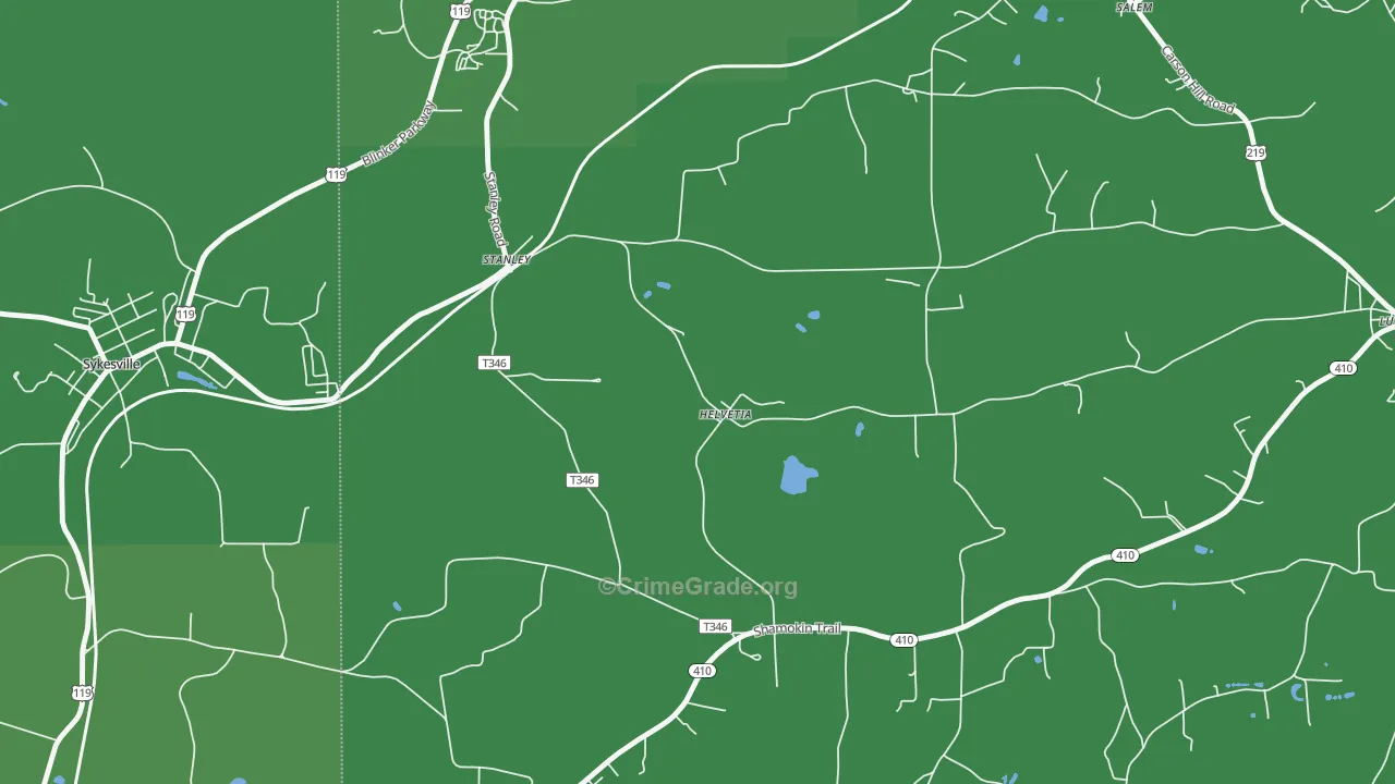 Stanley, PA Map of Vehicle Theft Rates