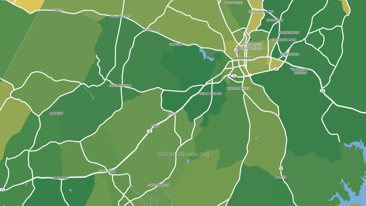 Stanly County, NC Map of Vehicle Theft Rates