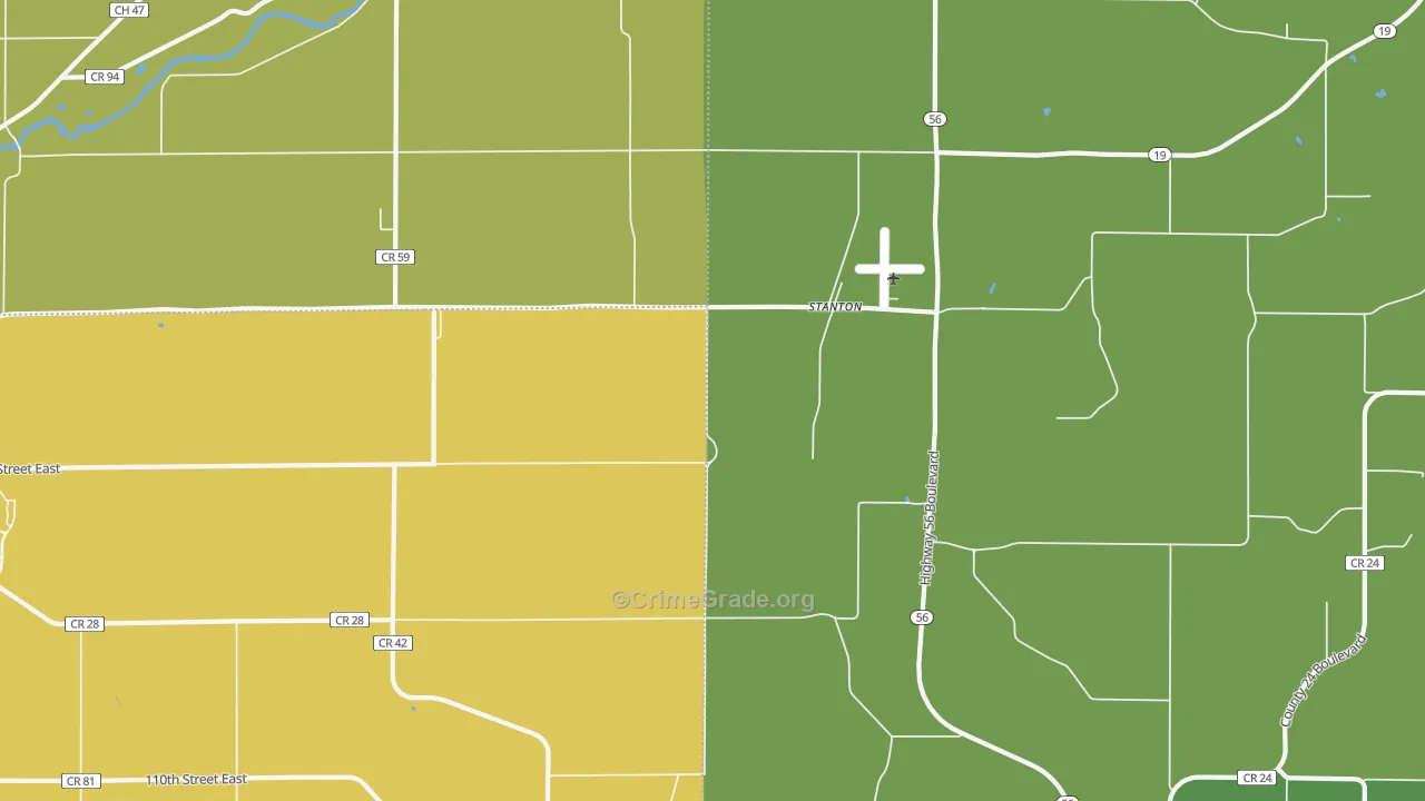 Stanton, MN Map of Vehicle Theft Rates