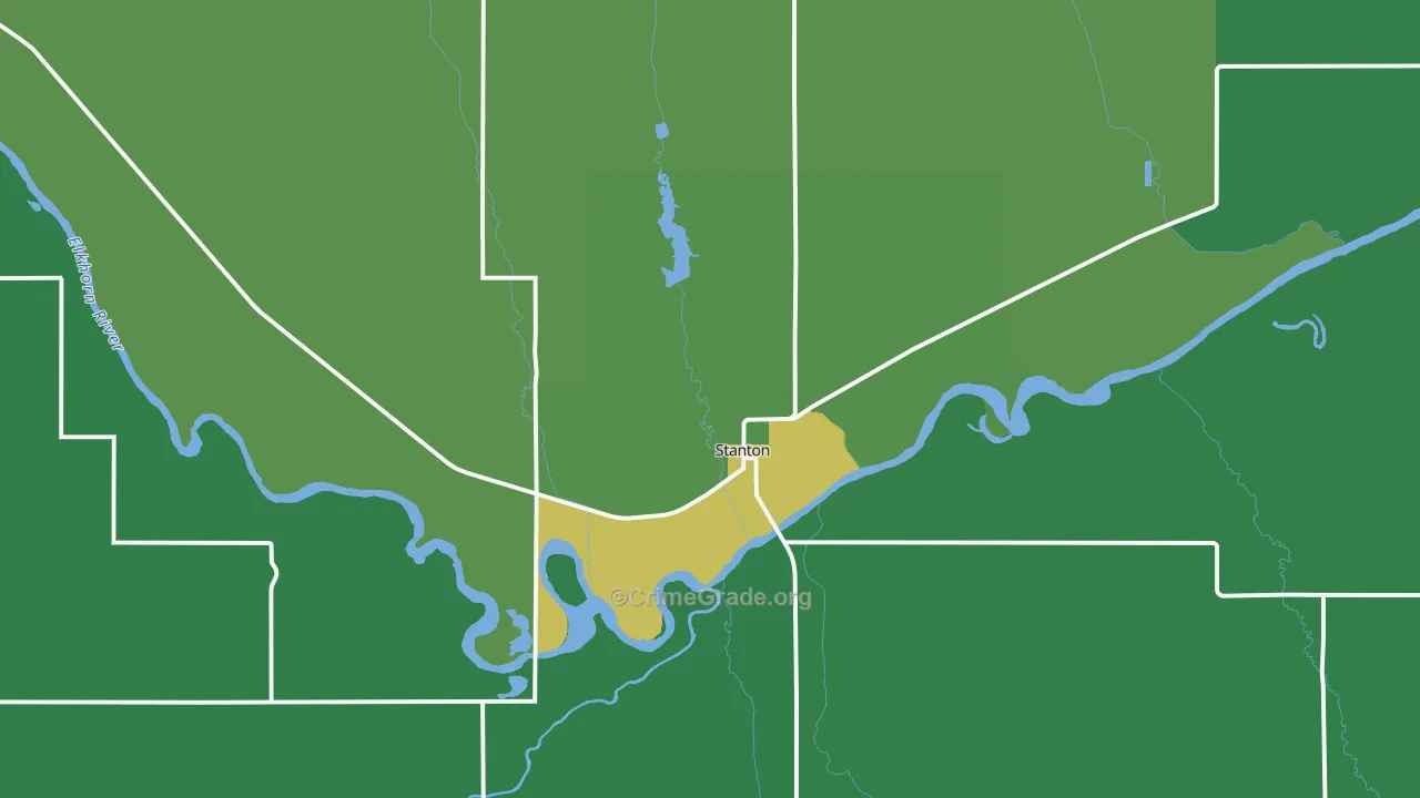 Stanton, NE Map of Vehicle Theft Rates