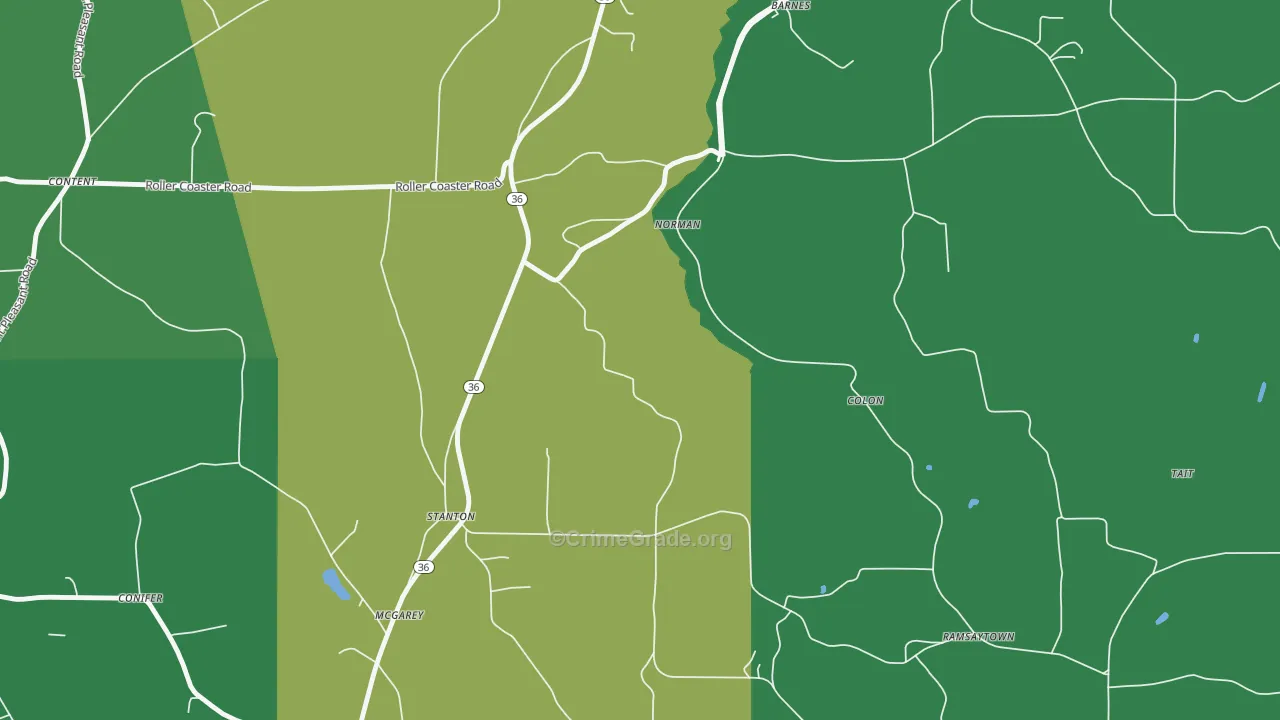 Stanton, PA Map of Vehicle Theft Rates