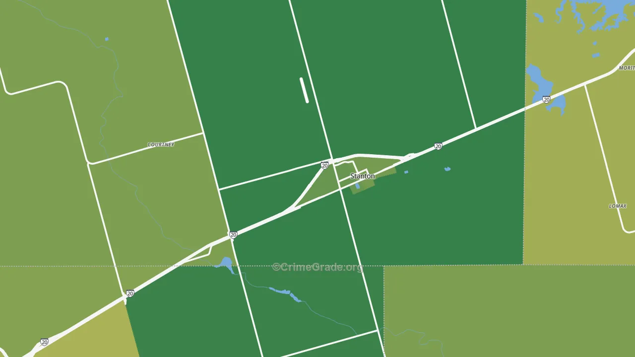 Stanton, TX Map of Vehicle Theft Rates