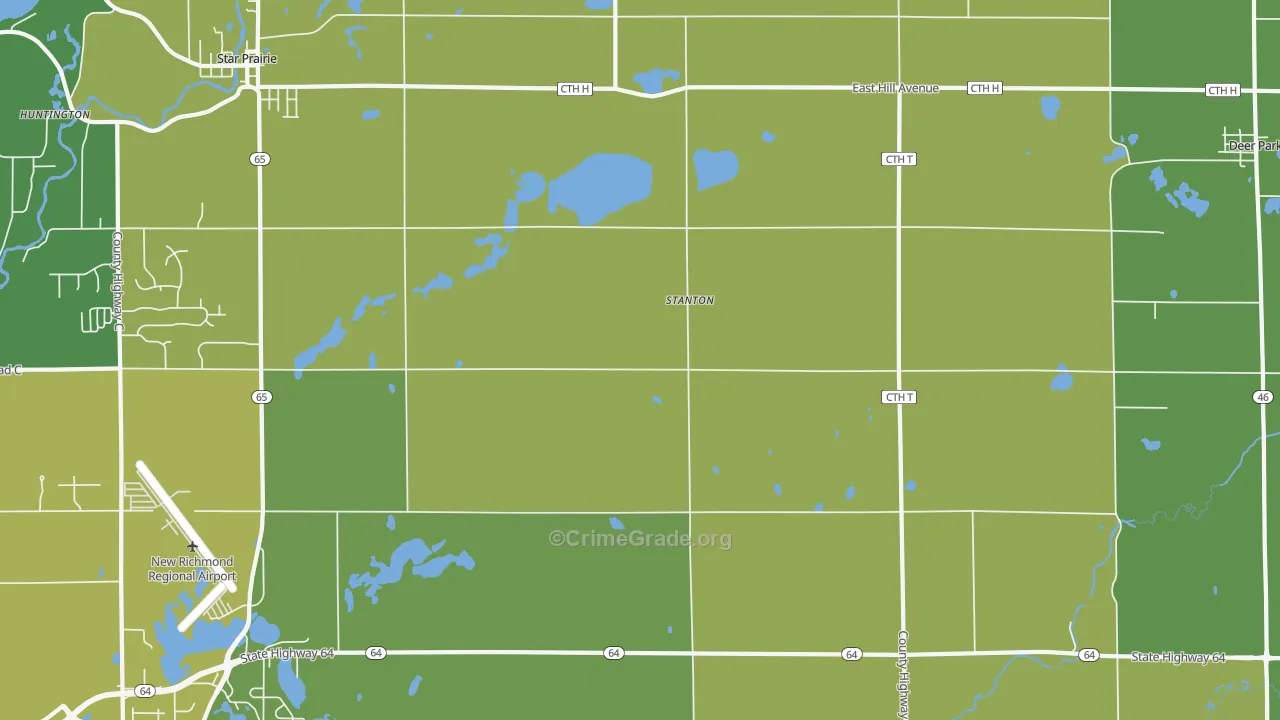 Stanton, WI Map of Vehicle Theft Rates