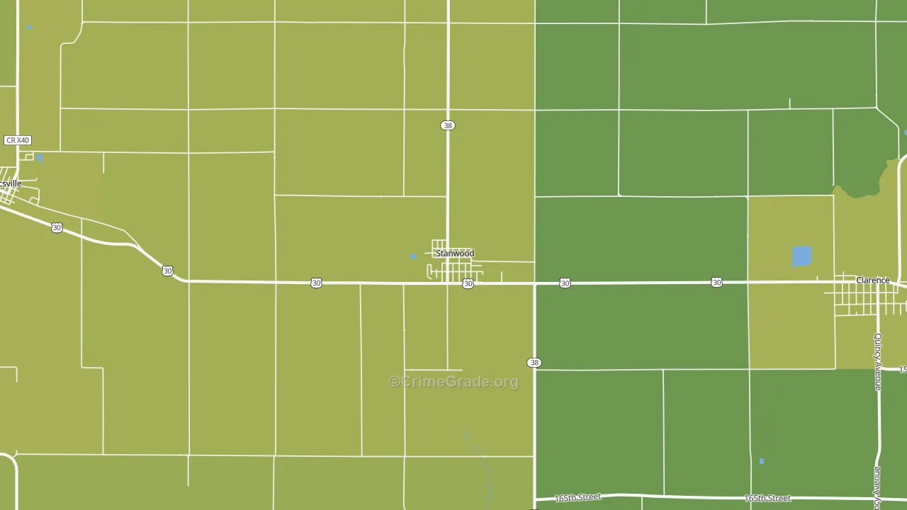Stanwood, IA Map of Vehicle Theft Rates