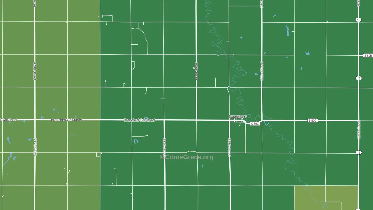 Staplehurst, NE Map of Vehicle Theft Rates