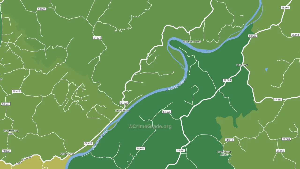 Stapleton, VA Map of Vehicle Theft Rates
