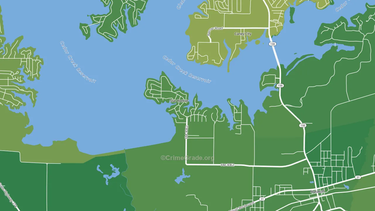Star Harbor, TX Map of Vehicle Theft Rates