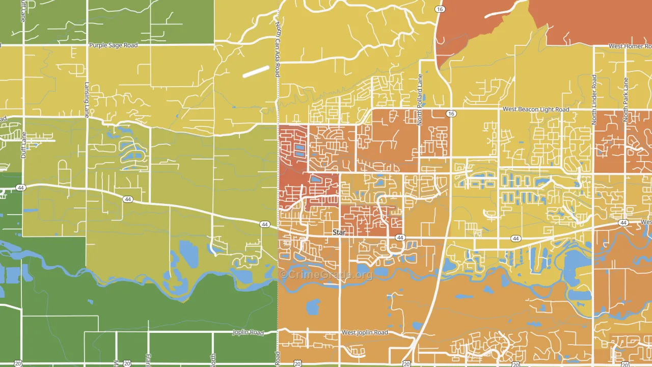 Star, ID Map of Vehicle Theft Rates
