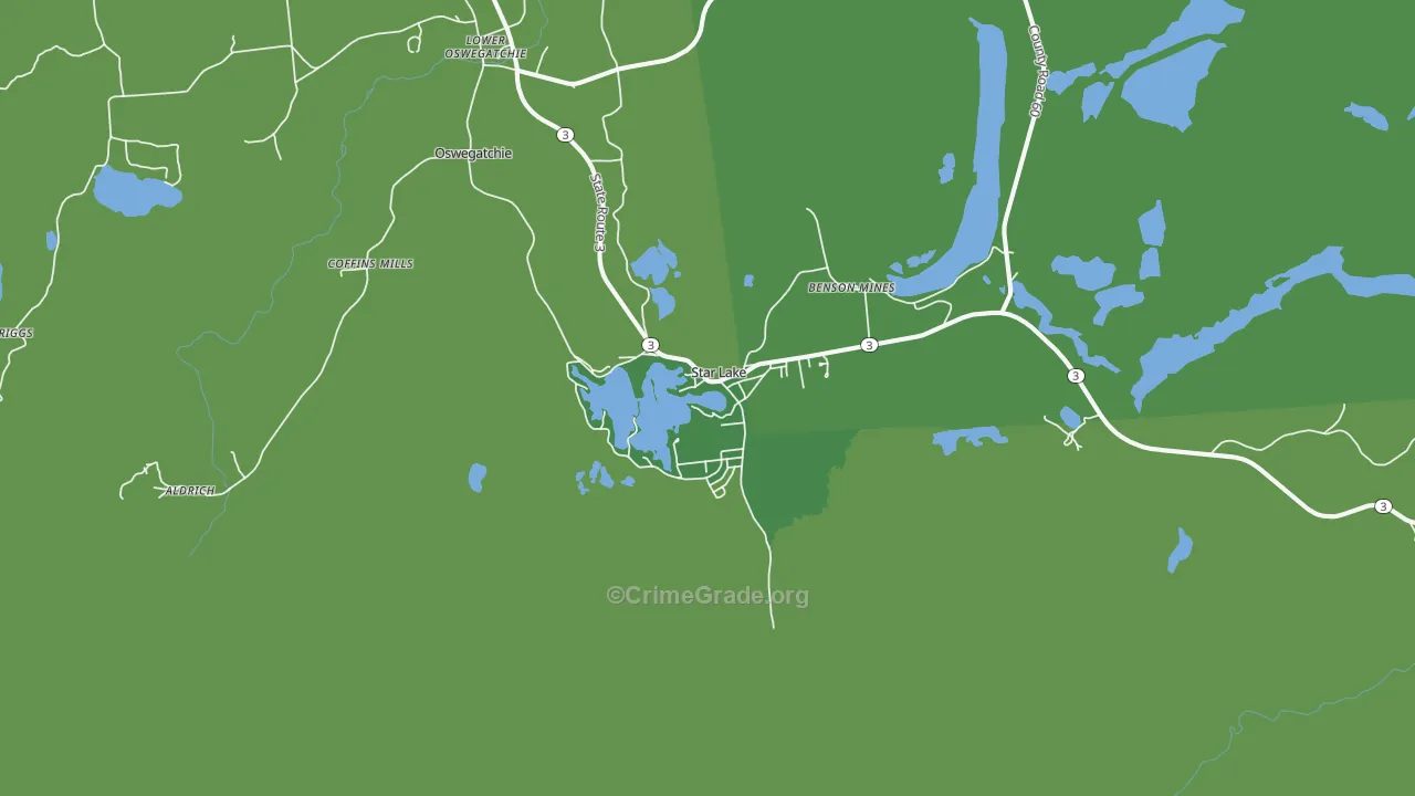 Star Lake, NY Map of Vehicle Theft Rates