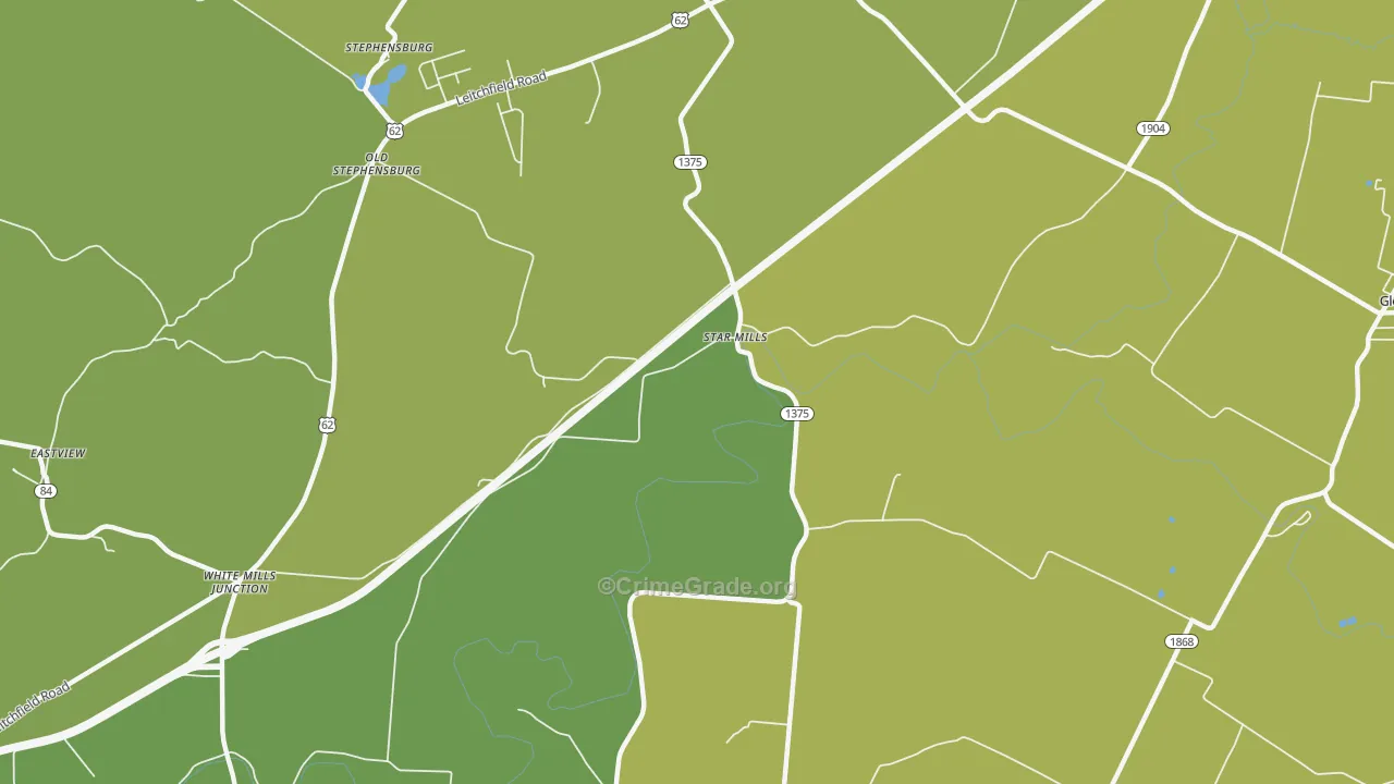 Star Mills, KY Map of Vehicle Theft Rates