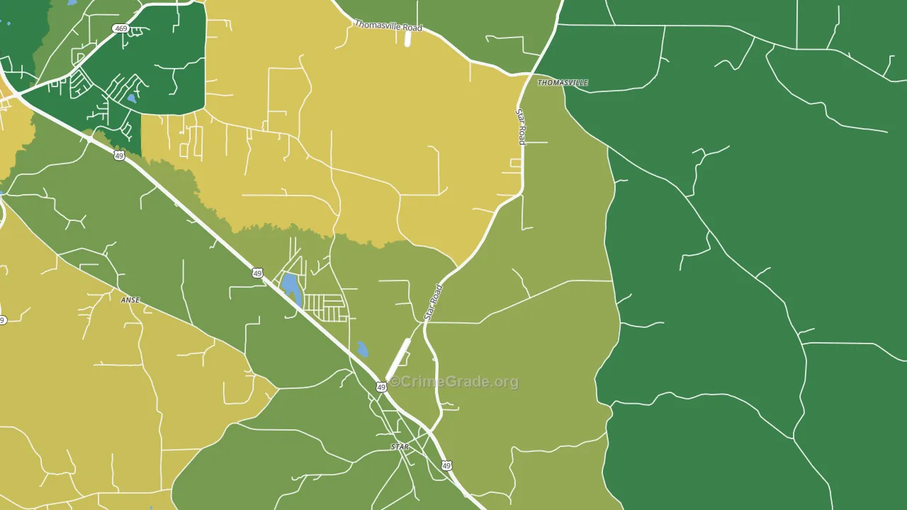 Star, MS Map of Vehicle Theft Rates