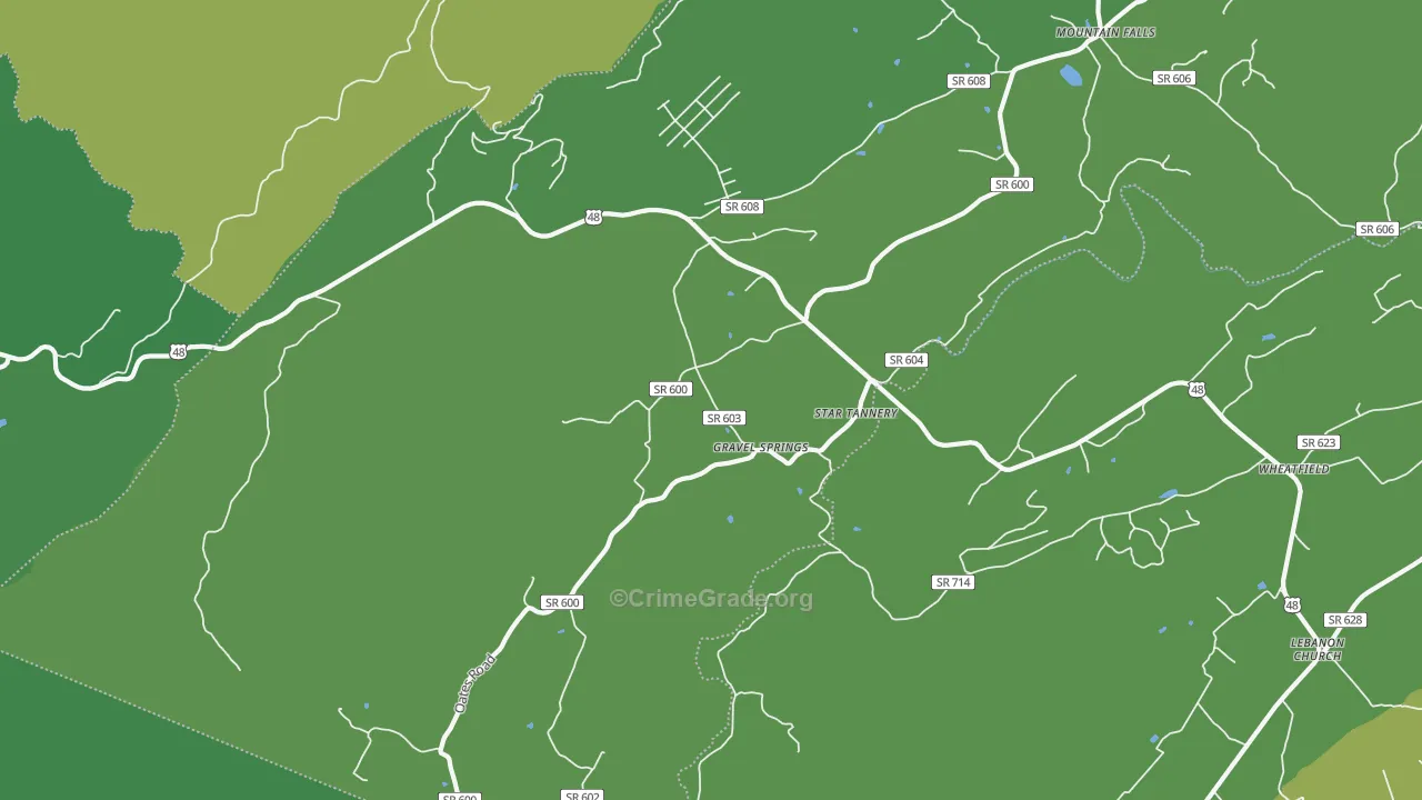 Star Tannery, VA Map of Vehicle Theft Rates