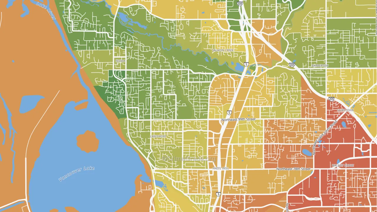 Starcrest, Salmon Creek, WA Map of Vehicle Theft Rates