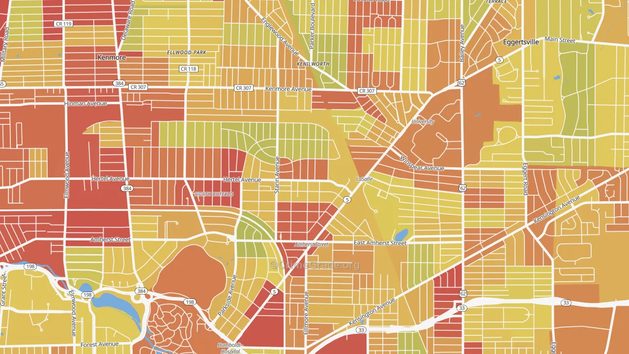 Starin Central, Buffalo, NY Map of Vehicle Theft Rates