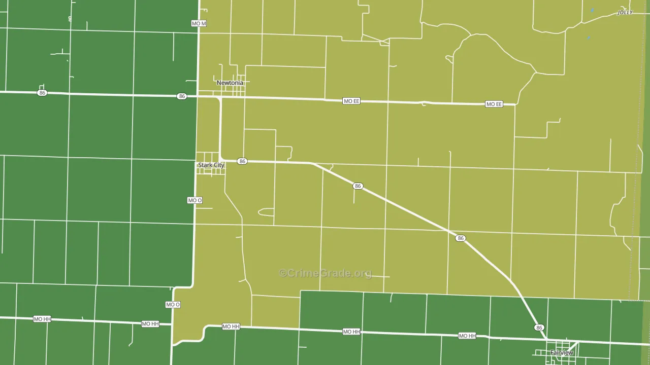 Stark City, MO Map of Vehicle Theft Rates
