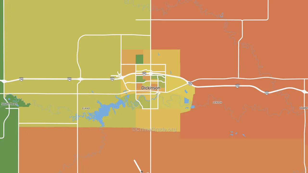 Stark County, ND Map of Vehicle Theft Rates