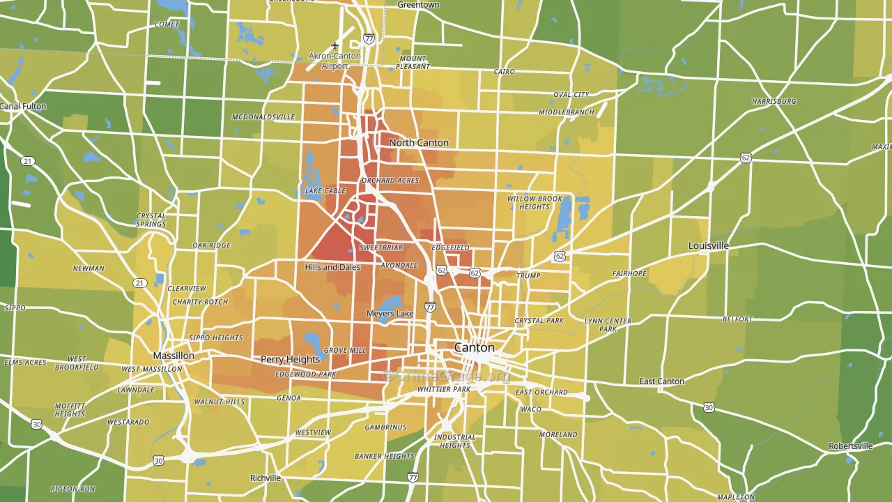 Stark County, OH Map of Vehicle Theft Rates