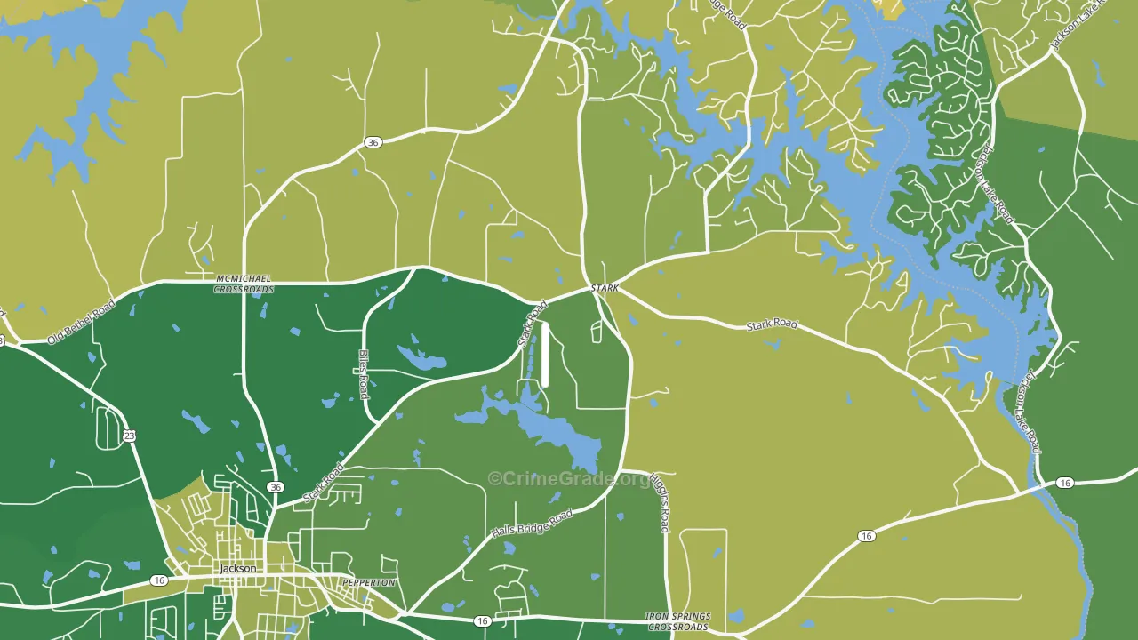 Stark, GA Map of Vehicle Theft Rates