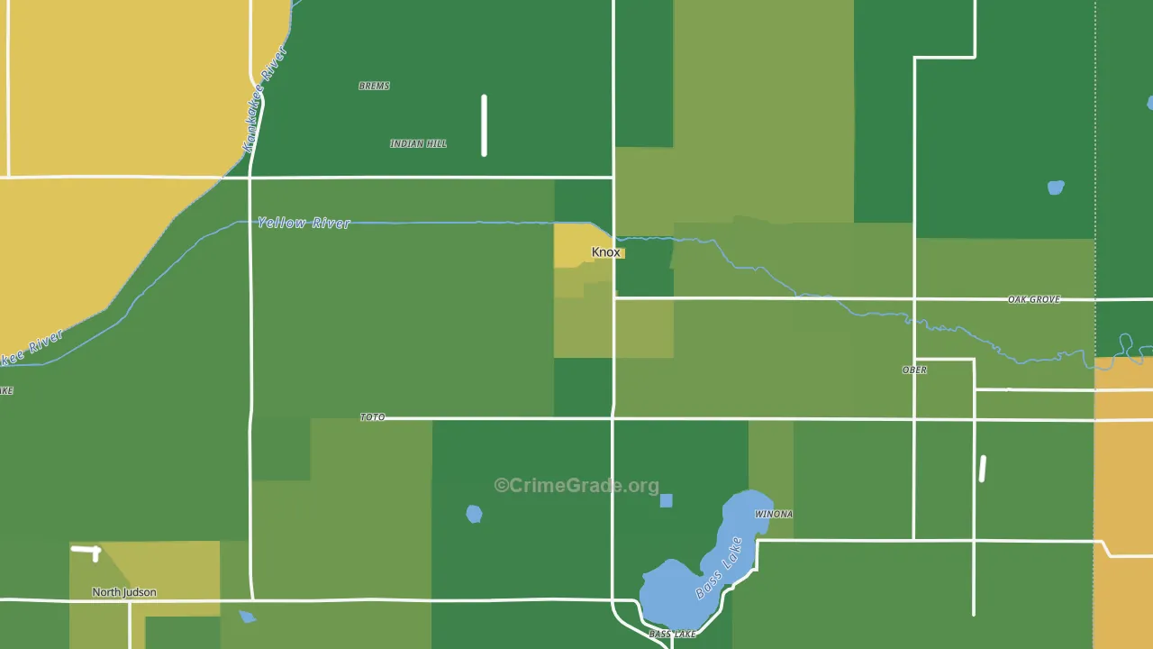 Starke County, IN Map of Vehicle Theft Rates