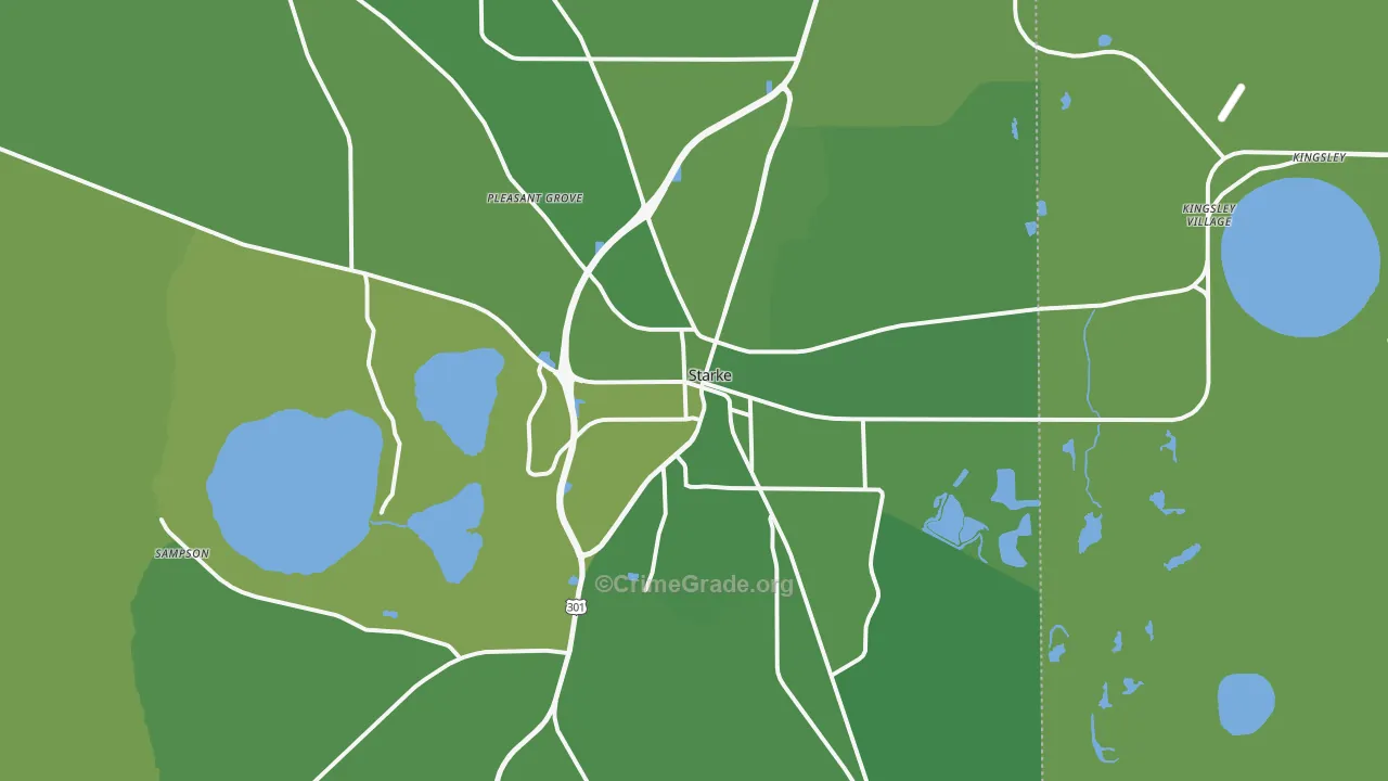 Starke, FL Map of Vehicle Theft Rates