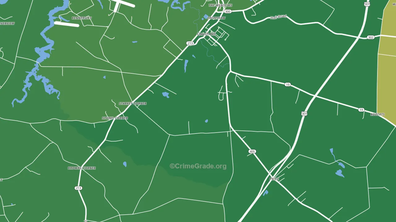 Starkey Corner, MD Map of Vehicle Theft Rates