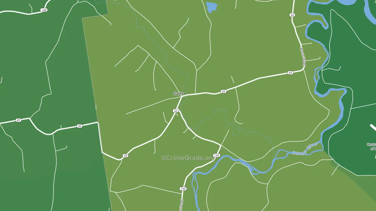 Starks, ME Map of Vehicle Theft Rates