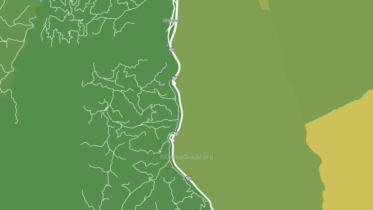 Starkville, CO Map of Vehicle Theft Rates