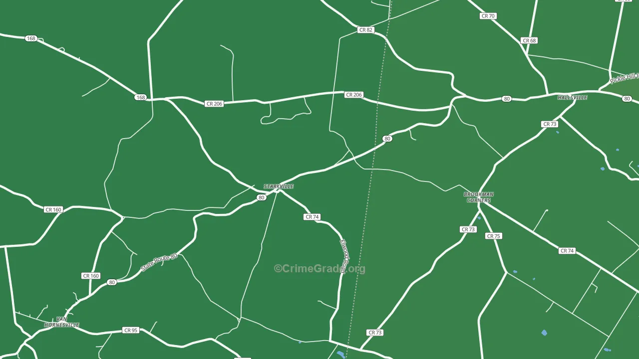 Starkville, NY Map of Vehicle Theft Rates