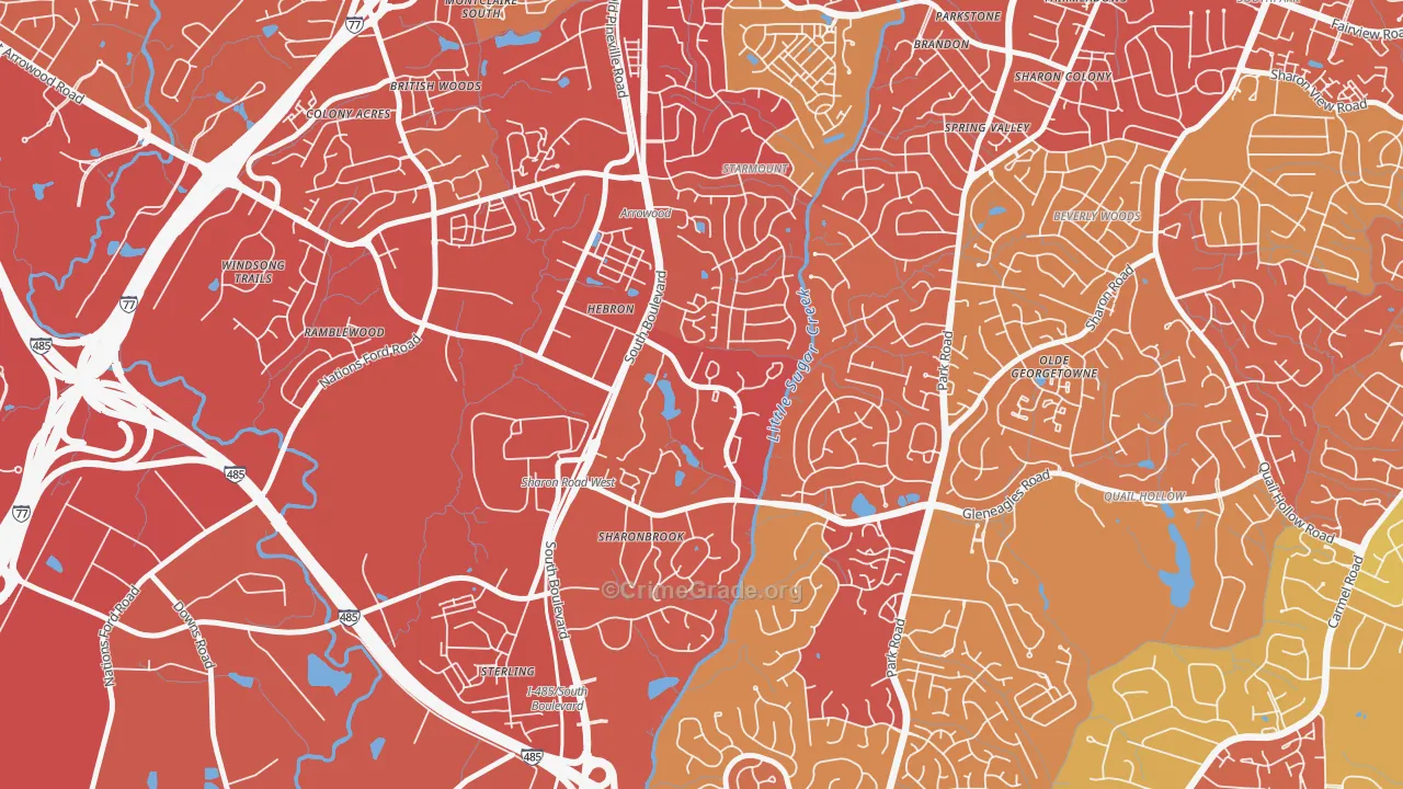 Starmount Forest-Charlotte, Charlotte, NC Map of Vehicle Theft Rates