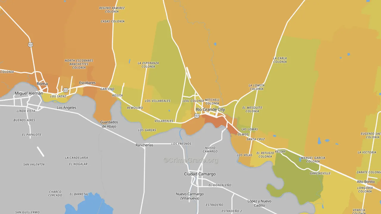 Starr County, TX Map of Vehicle Theft Rates