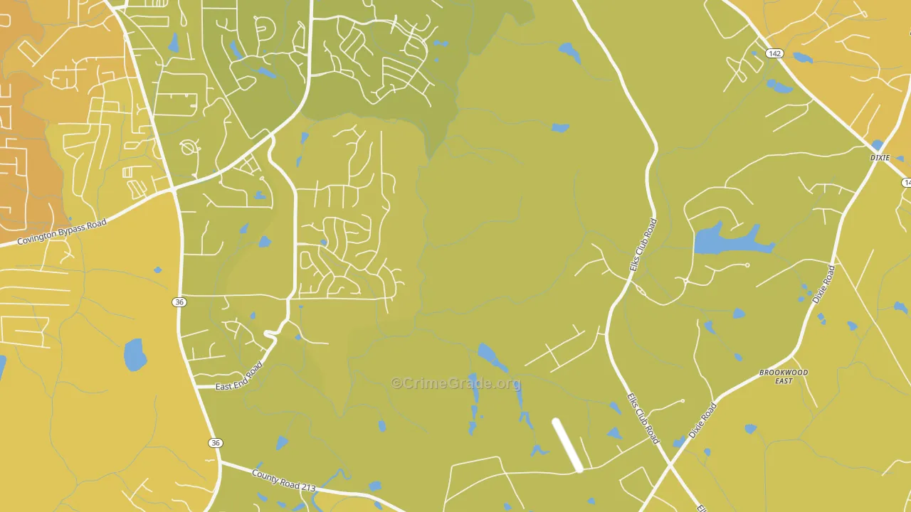 Starrsville, GA Map of Vehicle Theft Rates