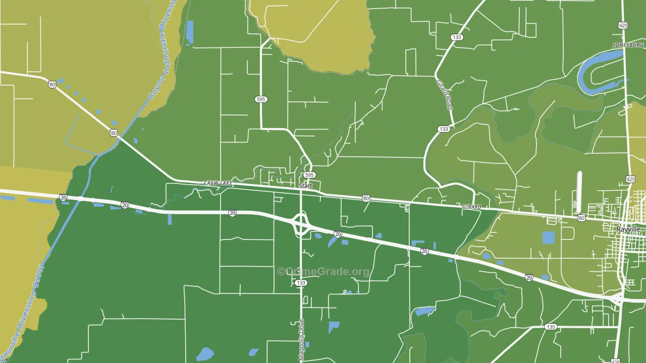 Start, LA Map of Vehicle Theft Rates