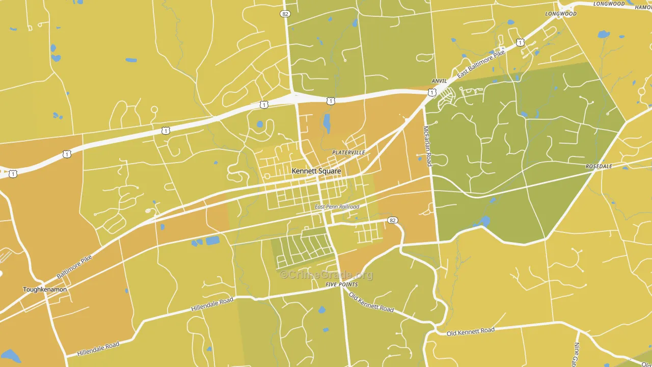State and Cypress, Kennett Square, PA Map of Vehicle Theft Rates