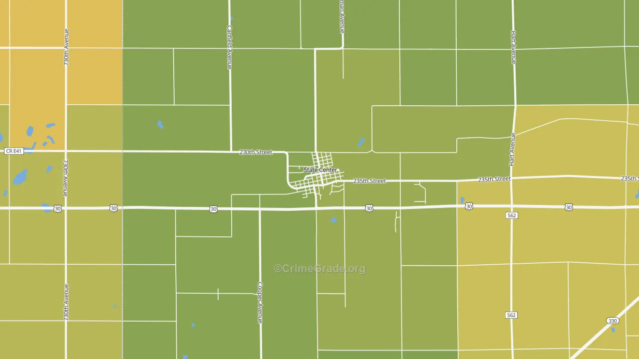 State Center, IA Map of Vehicle Theft Rates