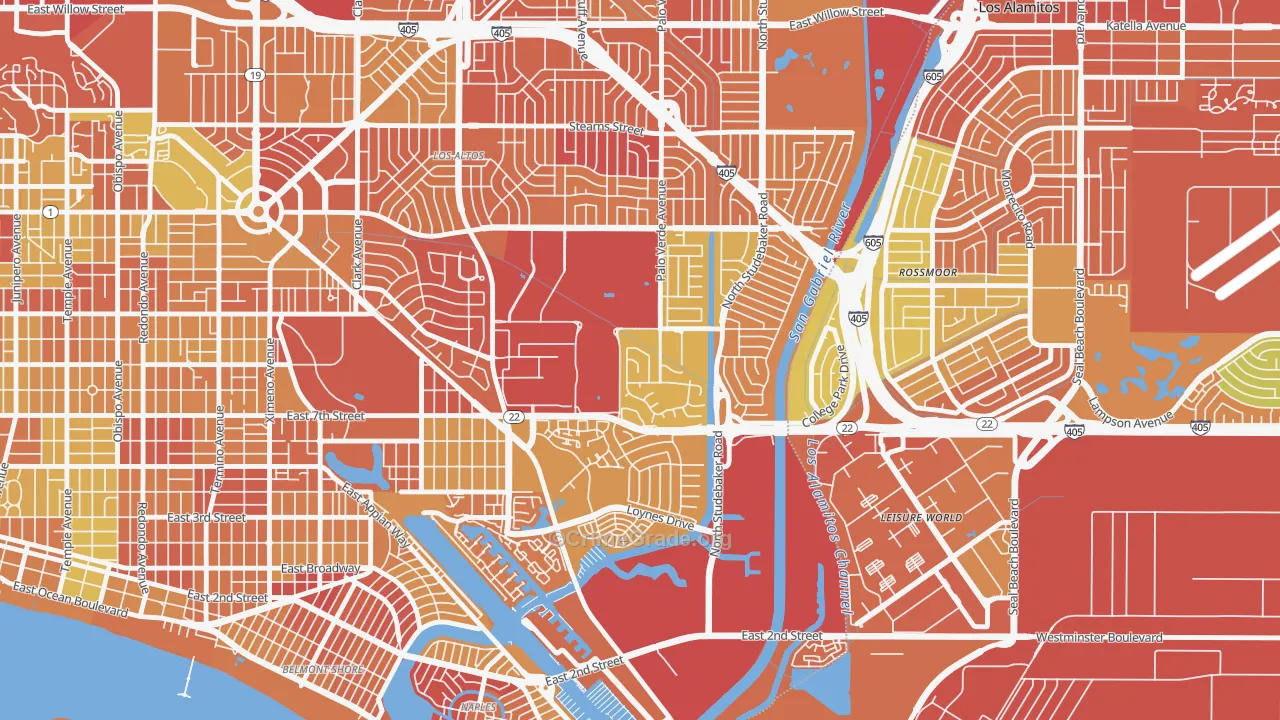 State College Area, Long Beach, CA Map of Vehicle Theft Rates