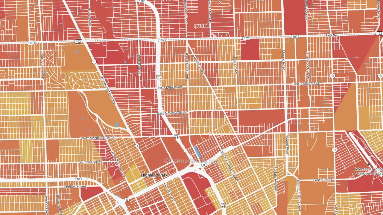 State Fair-Nolan, Highland Park, MI Map of Vehicle Theft Rates