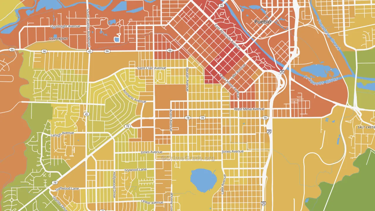 State Fair, Pueblo, CO Map of Vehicle Theft Rates